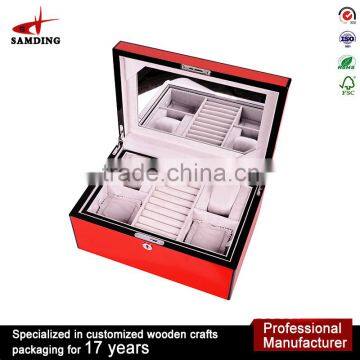 Fashion Wooden Antique Jewelry Box With Metal Lock and Mirror Jewelry Display Cases for Sale photo-3