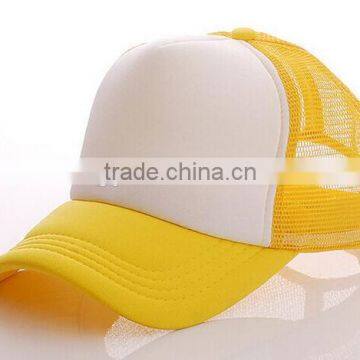 Blank fashion sport foam blank 100% polyester short bill foam plain trucker cap mesh hat