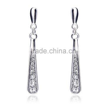 Long Earings Jewelry 18K White Gold Plated Zircon Drop Diamond Earring