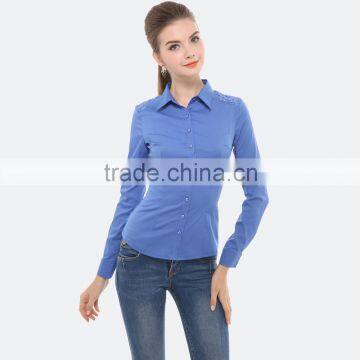 2016 Customized Traditional lace design long sleeve lady blouse,women shirt factory supply