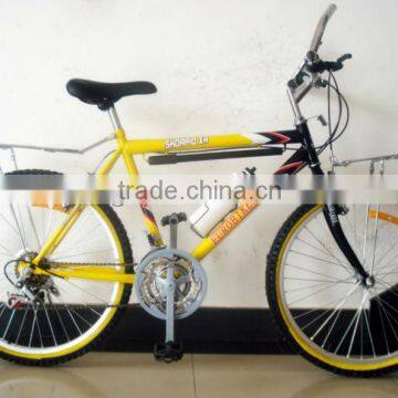 26" yellow mountain bike /cycle/bicycle with front carrier