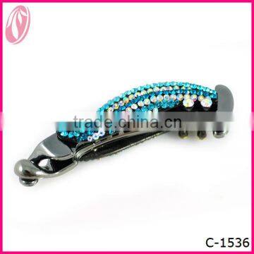 Elegant girls rhinestone snap plastic hair barrettes