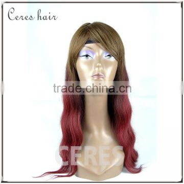 100 human hair lace front wigs with bangs natural hairline dark roots two tone ombre wig