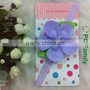 Purple Flower Fold Over Elastic Baby Headband