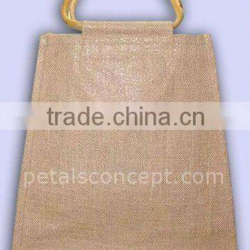 wooden handle jute tote bags