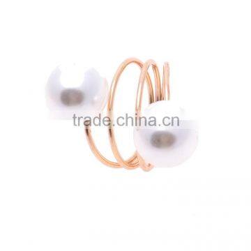 White Natural Pearl Multilayer Gold plated ring adjustable for Women Gift