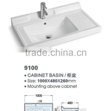 FOSHAN LELIN ceramic L1000mm cabinet basin middle size vanities top bathroom basin of LT-050