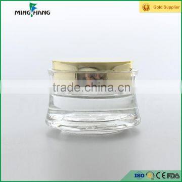 25ml fancy glass face cream packing cosmetic jar with plastic caps