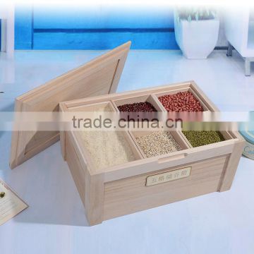 Wood storage box for rice wood storage box for beans cheap wood storage box