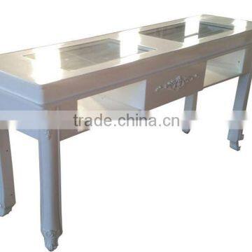 LNE-088 double nail table manicure desk for 2 people salon table with nail polish stand