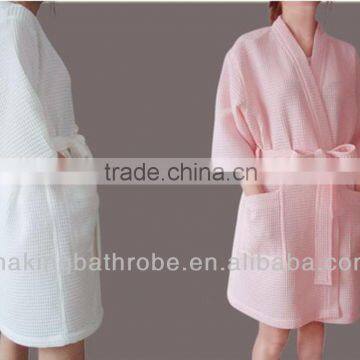 Hot Selling Summer Dressing Gown, Japanese Kimono Blue Cotton Waffle Bathrobes photo-2