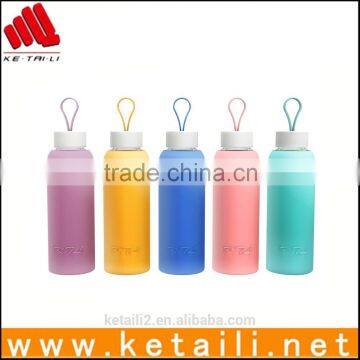 silicone bottle sleeve and water glass bottle covers with cap