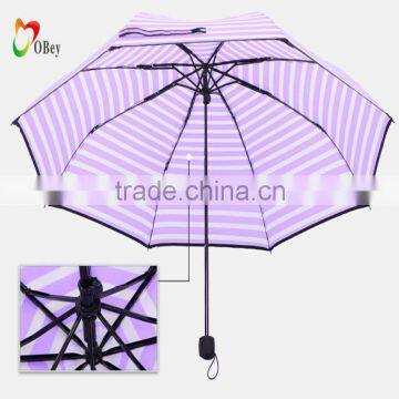 Stripe Hand Open Folding Umbrella in Purple Color photo-4