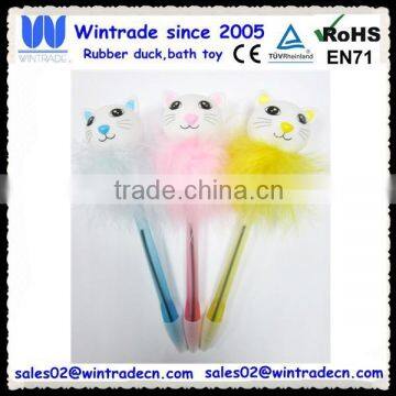 Lucky cat pen/promotion pvc cat ball pen/led cat pen