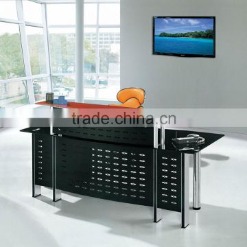 Modern high quality beauty white black glass reception desk with best price office furniture PT-P014