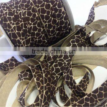 5/8 inch wholesale giraffe print fold over elastic trim