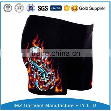 fire printing on boxer shorts for men cotton spandex oem/men swimwear