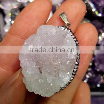 Clear Crystal Geodes Pendants Crystal Quartz Clusters Druzy