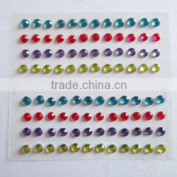 3D bling 3mm colorful flat back acrylic rhinestone sticker sheet self-adhesive rhinestones