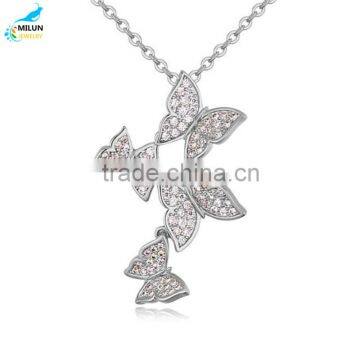 2015 Latest Design copper gold plated Necklaces zircon AAA butterfly pendant necklace