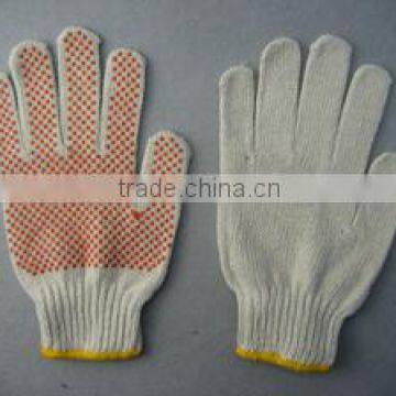 7g String Knitted Yellow PVC Single Dotted Work Glove