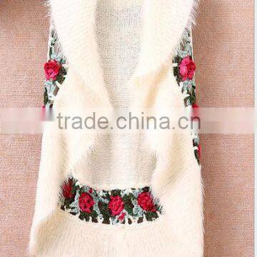 fashion ladies flower pattern jacquard mohair cardigan vest garment