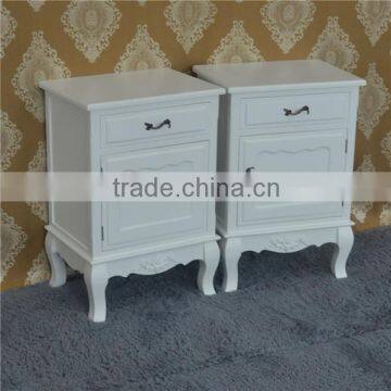 Shabby Chic Pair of Bedside Tables Chests Drawers Art Deco White Rustic Paint