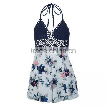 High Quality Sexy Adult Women Romper Wholesale Floral Printed Strappy Playsuit