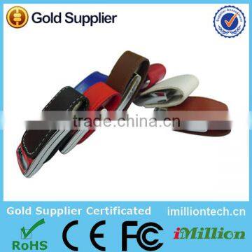Business Gift Leather Metal Usb Key , Oem Leather Usb Flash Memory , 4gb Customized Leather Usb