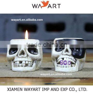 Wholesale Factory Manufacture Resin Halloween decoration Skull candle holder