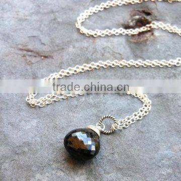 falak gems Black Spinel Necklace Sterling Silver Black Gemstone Jewelry