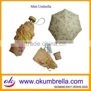 Pocket super mini 5 folding umbrella with case for girl