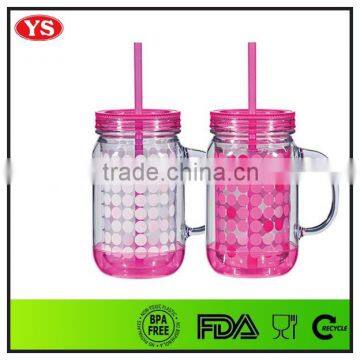 20oz Double Wall Plastic Mason Jar With Insert Paper