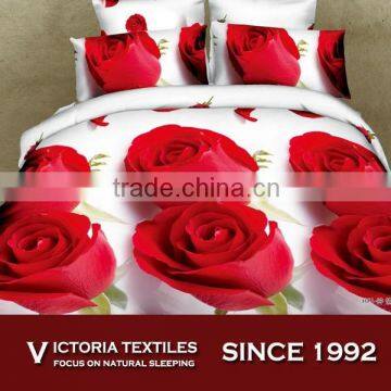 red rose printed 3d microfiber 4 pieces comforter bed in a bag set