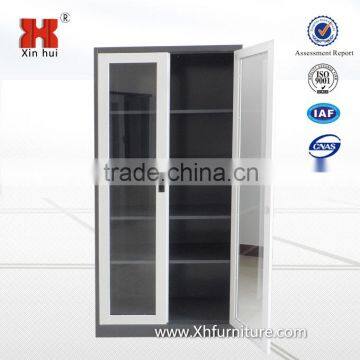 Chinese office furniture steel file cupboard with folded glass door