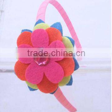 Fashion Colorful Nonwoven Flower Ribbon Wrapped Hairband With Rhinestone