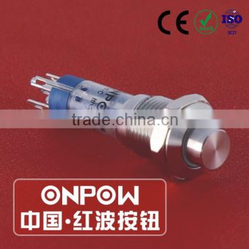 30 Years Industry Leader ONPOW Metal Push Button Switch GQ10-K-11E/S Dia. 10mm Ring Illuminated CE ROHS