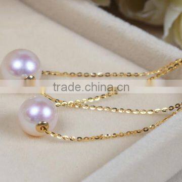 AAA Grade Fashionable Akoya Pearl Pendant 18k Gold Pendant 8-8.5mm Round Pearl Pendant Necklace photo-6