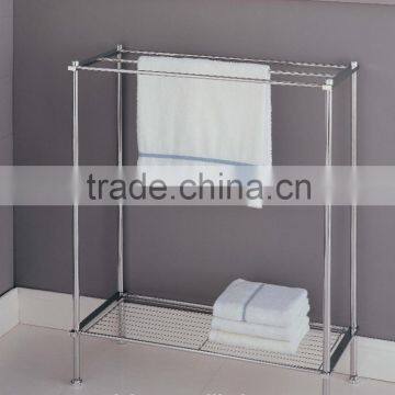 metal standing towel rack with shelf