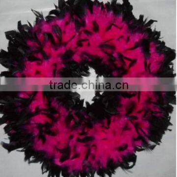 Beautiful Fuschia Feather Wreath with Black Tips