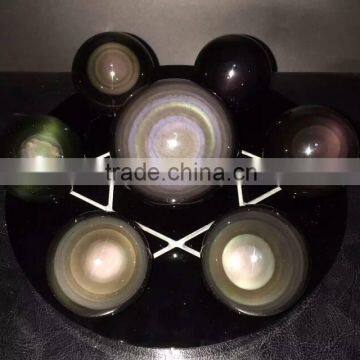 Hot sale nature crystal bautiful rainbow obsidian sphere/ball seven star for home decoration