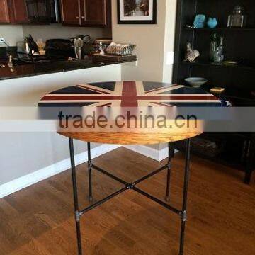 Union-Jack-Table-Finished- Frugal Handmade cafe style table, Metal wood Union Jack Furniture