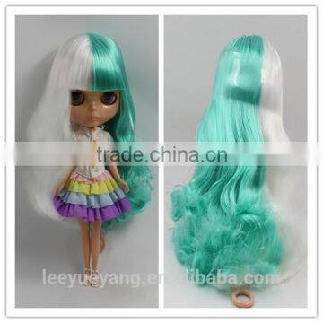 New arrival blue and white deep wavy neo blythe doll wigs