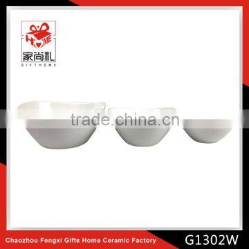 3pcs White Ceramic Salad Bowl Fruit Bowl