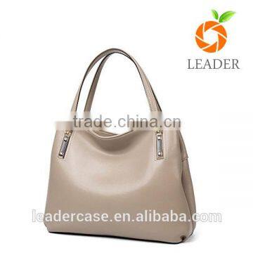 Terse stylish style multi pocket real leather handbag