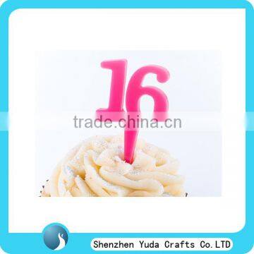 laser cut acrylic number cake topper,colored birthday number cupcake topper,low price