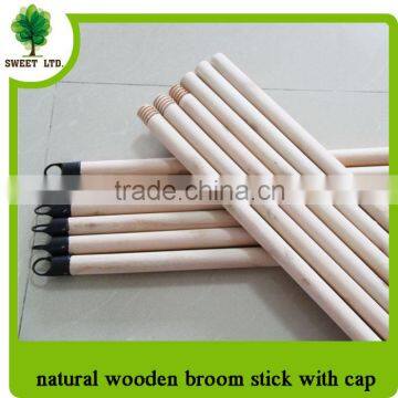 Cheap wood stick natural wooden broom and mops stick handle with plastic cap and italian screw