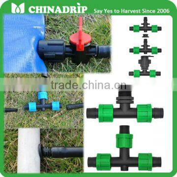 Drip Tape Tee Fittings for drip and pipe irrigation for farm and agriculture