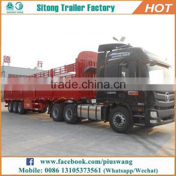 Factory Price Steel Cage Cargo Fence Trailer for Grain Transportation Drop Side Flatbed Stake Cargo Semi Trailer photo-4