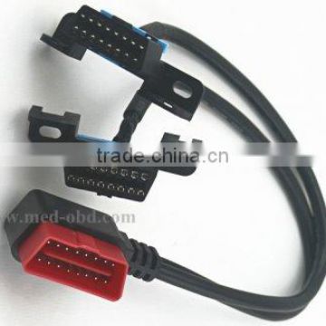 OBD2 Splitter Y Cable, right-angle J1962M to 2 J1962F, 1ft